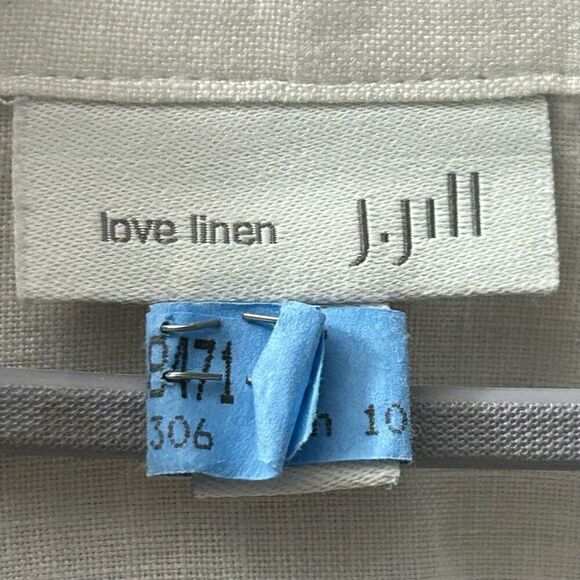 J. Jill Love Linen Tunic Blouse Women's Medium White Pintuck Plaid Button Front - Picture 13 of 15